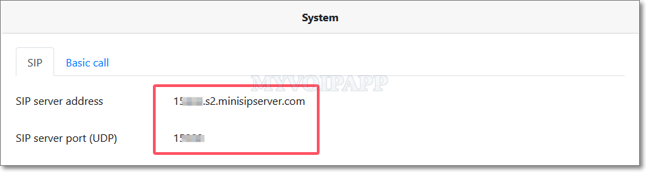 SIP address of virtual server